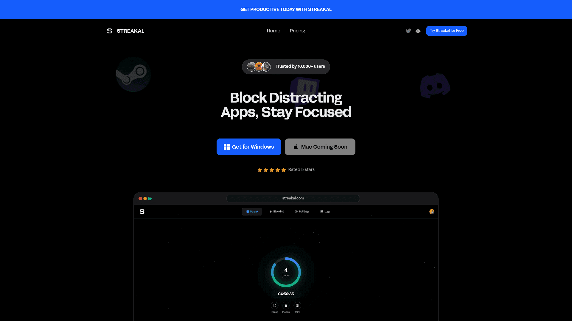 Streakal App Interface